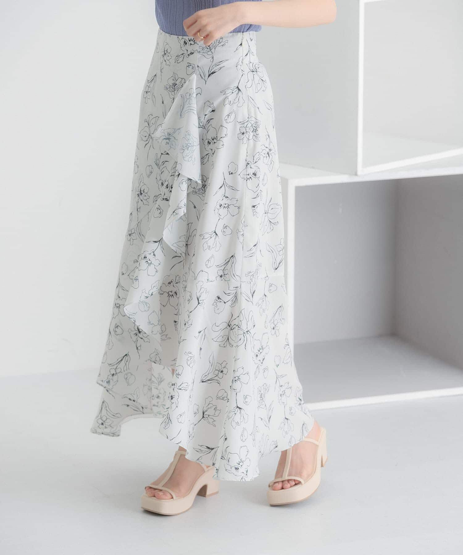 SENSE OF PLACE by URBAN RESEARCH「フラワープリントフリルスカート」|スカート|