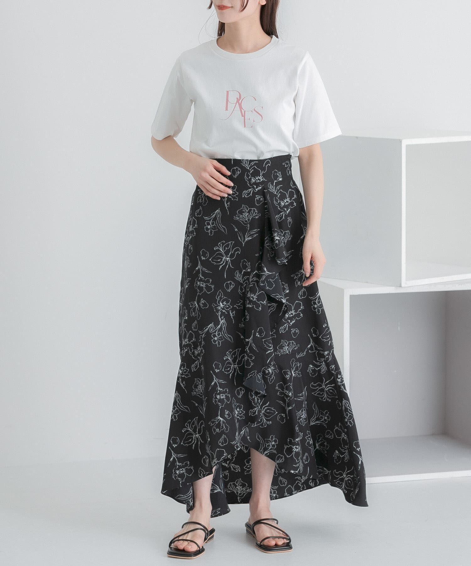SENSE OF PLACE by URBAN RESEARCH「フラワープリントフリルスカート」|スカート|