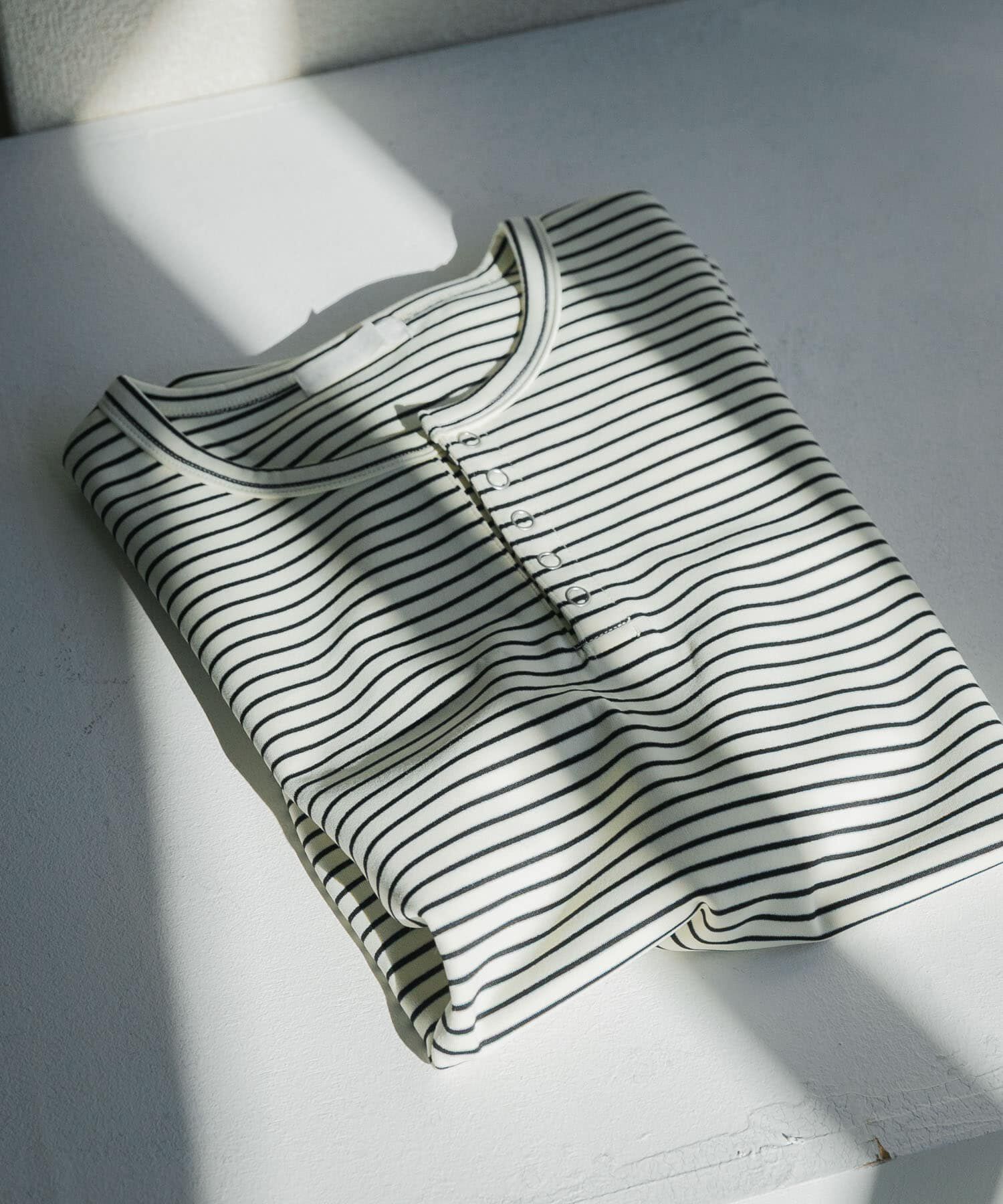 SENSE OF PLACE by URBAN RESEARCH「ボーダーヘンリーネックロングTシャツ」|Tシャツ・カットソー|