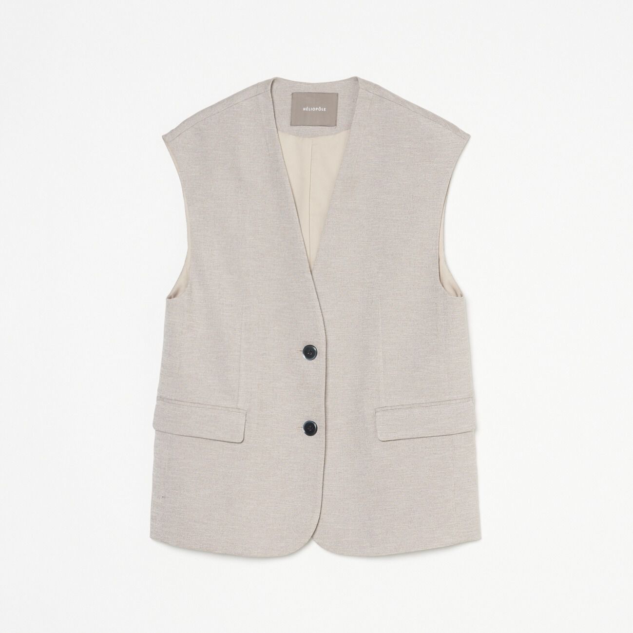 HELIOPOLE「HELIOPOLE FAUX LINEN BIG GILLET」|ベスト・ジレ|ベージュ