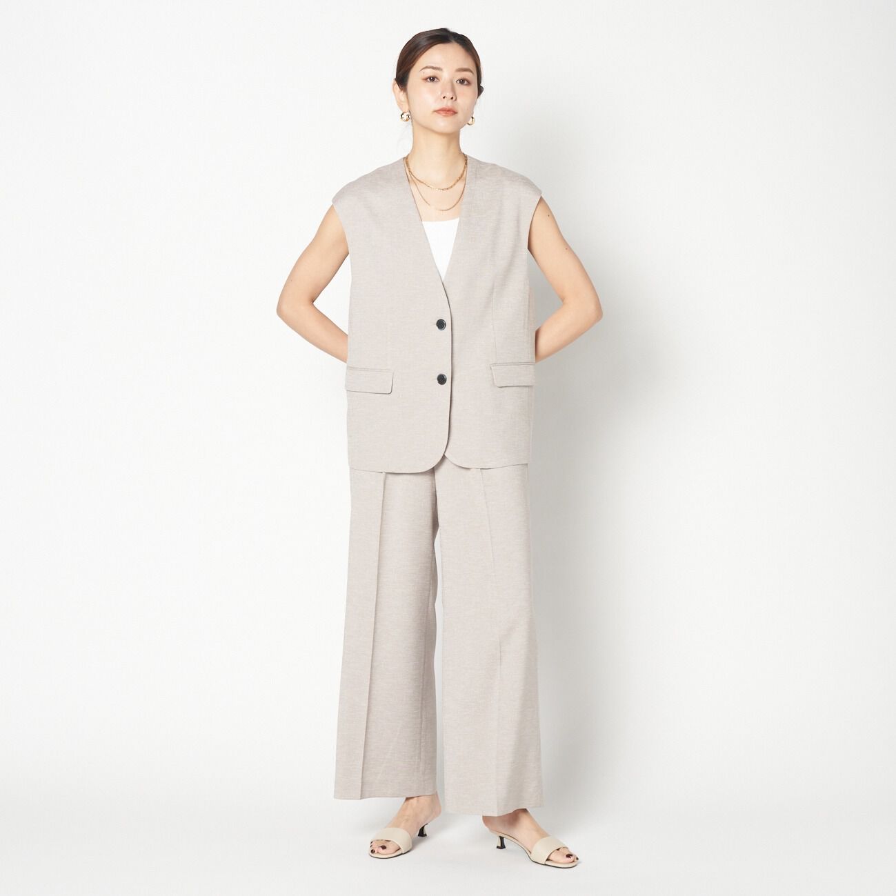 HELIOPOLE「HELIOPOLE FAUX LINEN BIG GILLET」|ベスト・ジレ|