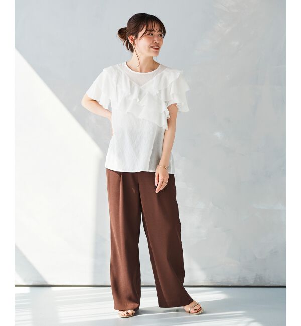 le.coeur blanc「リネンライクツイルワイドパンツ」|その他|