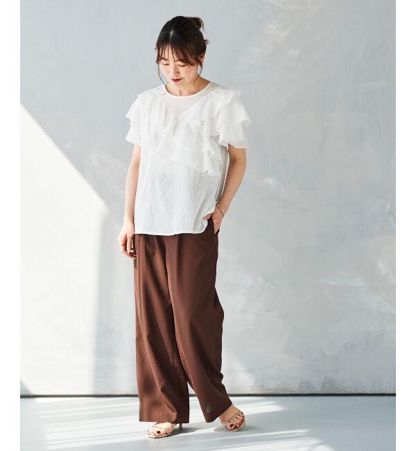 le.coeur blanc「リネンライクツイルワイドパンツ」|その他|