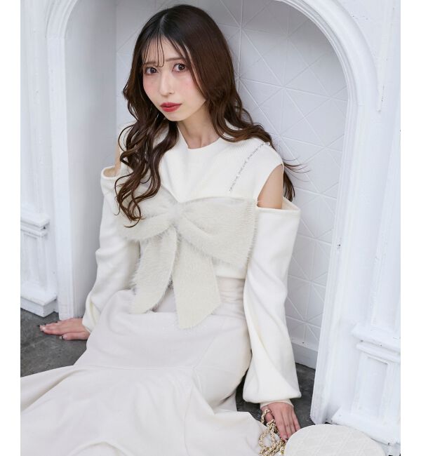  「ビッグリボンチェーン付きニット」|ニット・セーター|