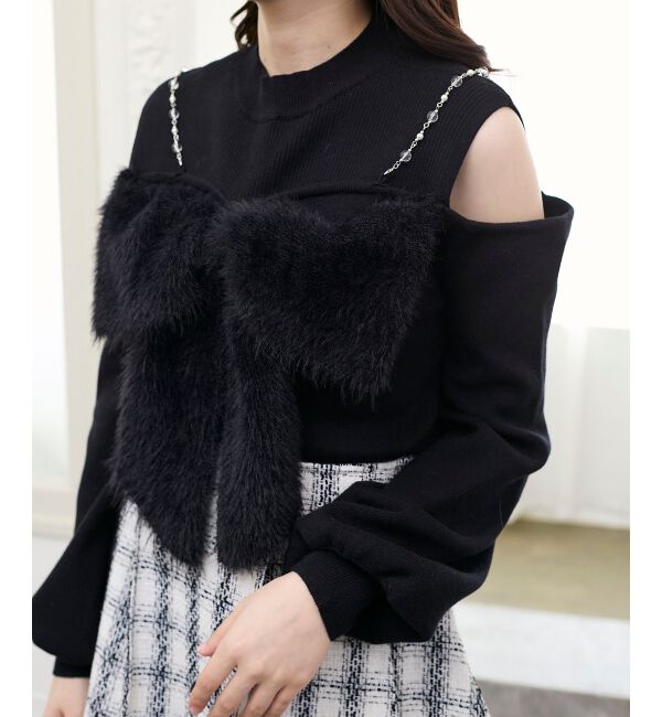  「ビッグリボンチェーン付きニット」|ニット・セーター|