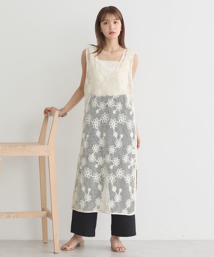 earth music&ecology「コード刺繍ベスト」|ワンピース|Ivory