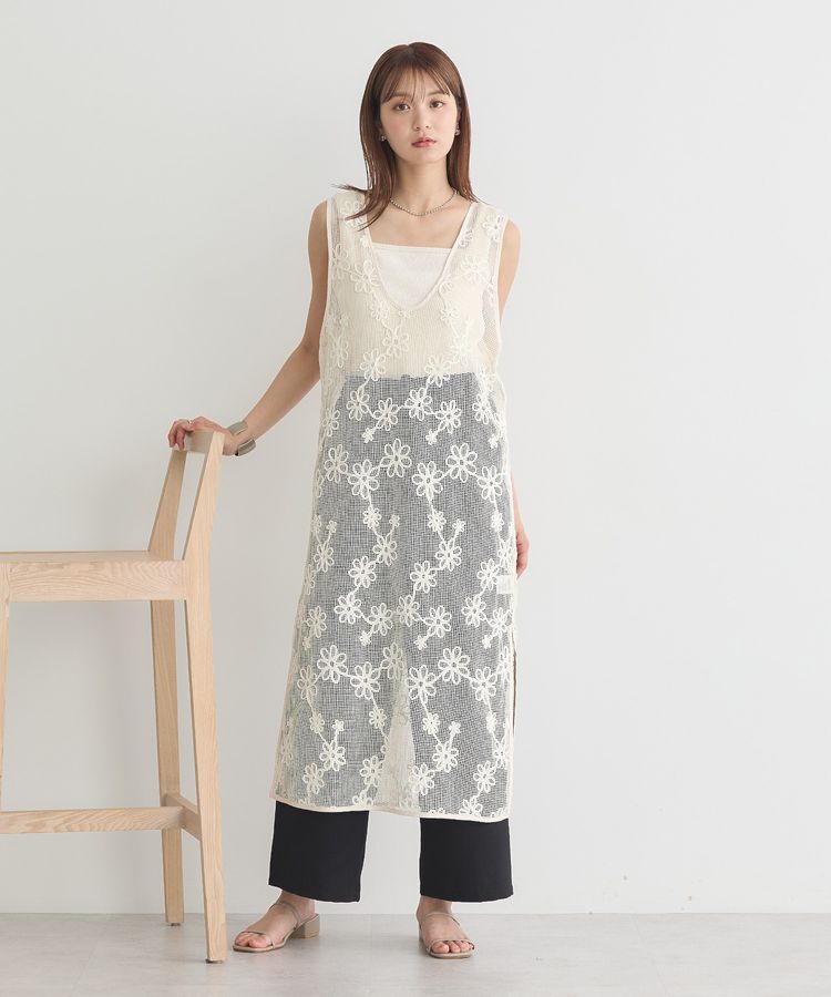 earth music&ecology「コード刺繍ベスト」|ワンピース|