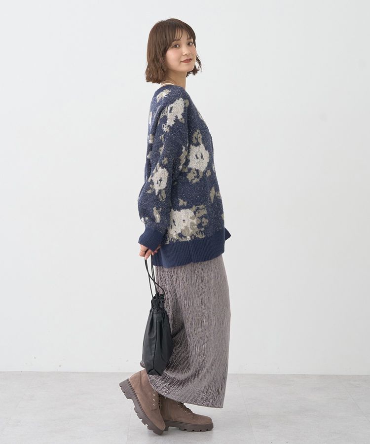 earth music&ecology「フラワージャガードラメシャギーカーディガン」|カーディガン|