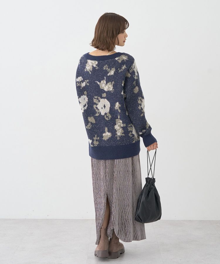 earth music&ecology「フラワージャガードラメシャギーカーディガン」|カーディガン|