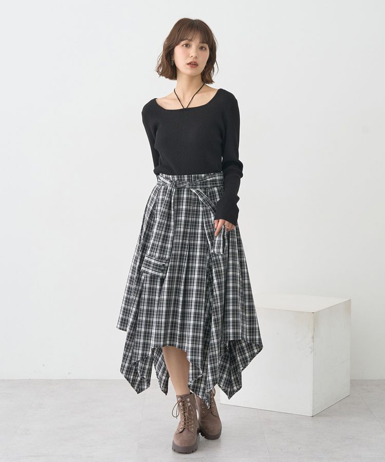 earth music&ecology「スクエアホルターネックリブプルオーバー」|ニット・セーター|