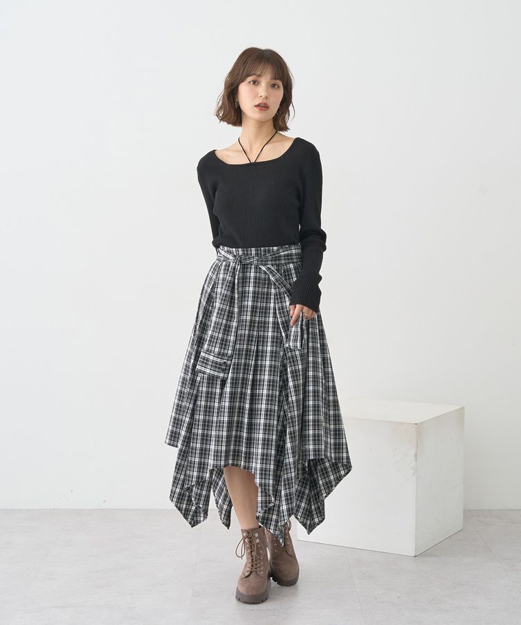 earth music&ecology「スクエアホルターネックリブプルオーバー」|ニット・セーター|