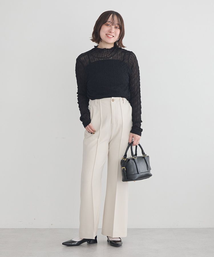 earth music&ecology「ハイネックシアーうねうねプルオーバー」|Tシャツ・カットソー|