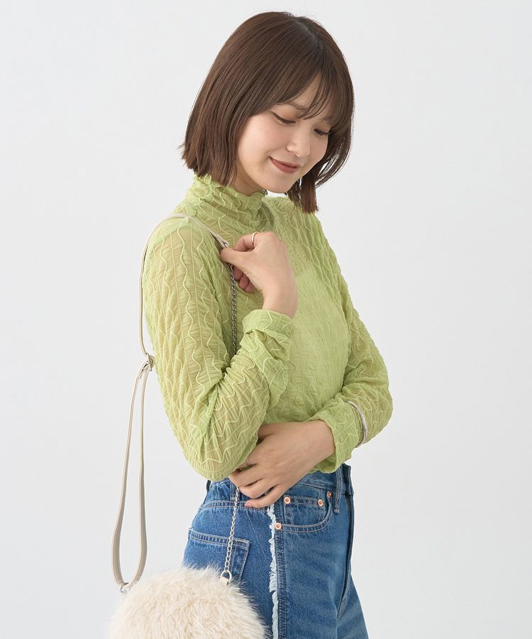 earth music&ecology「ハイネックシアーうねうねプルオーバー」|Tシャツ・カットソー|