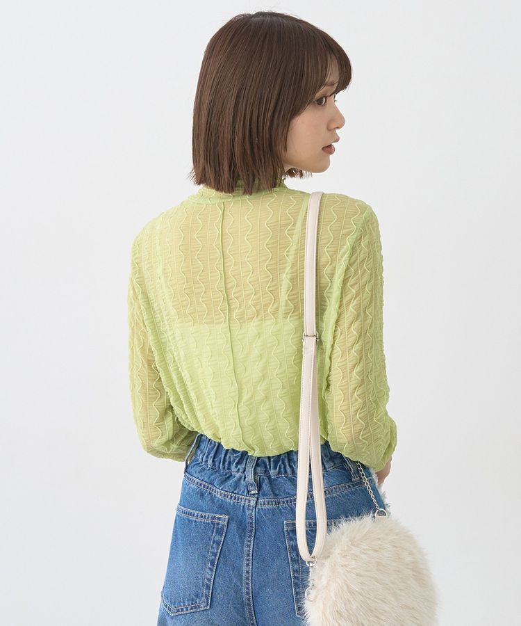 earth music&ecology「ハイネックシアーうねうねプルオーバー」|Tシャツ・カットソー|