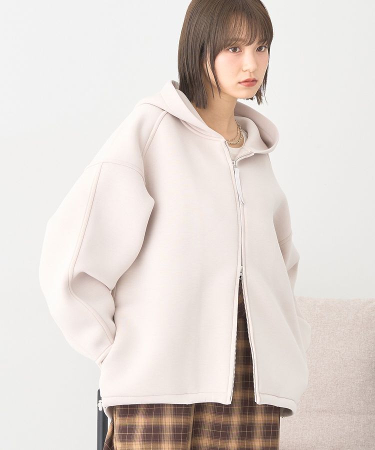 earth music&ecology「ダンボールニットフーディーブルゾン」|ブルゾン・スタジャン|Light beige