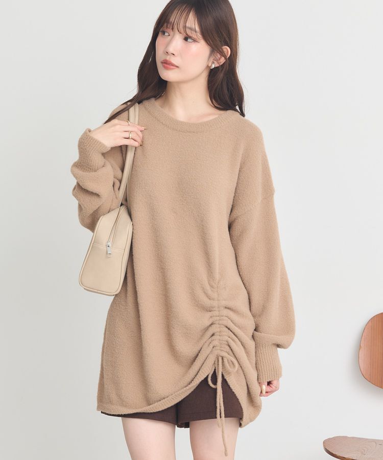 earth music&ecology「パウダーシャギーシャーリングニットミニワンピース」|ワンピース|