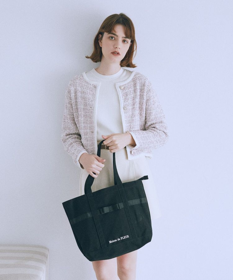 Maison de FLEUR「マルチポケット帆布トートMバッグ」|トートバッグ|ブラック