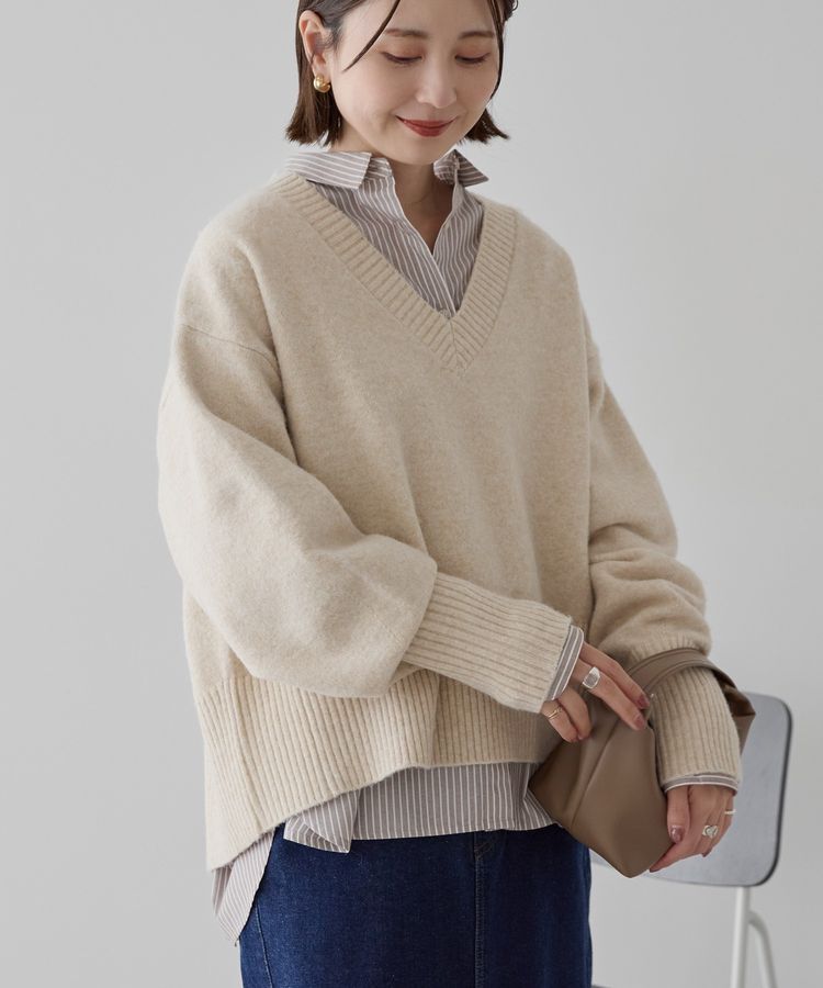 AMERICAN HOLIC「ワイドリブVネックプルオーバー」|ニット・セーター|