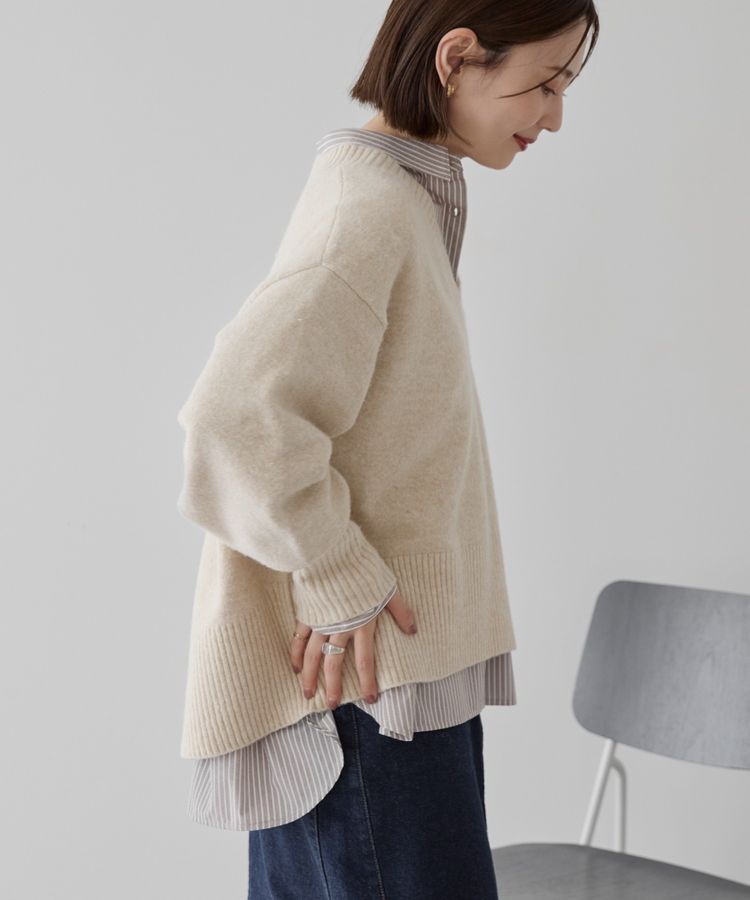 AMERICAN HOLIC「ワイドリブVネックプルオーバー」|ニット・セーター|