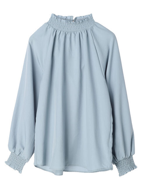 Green Parks「・ELENCARE　DUE　シャーリングカラーブラウス」|シャツ・ブラウス|サックスブルー