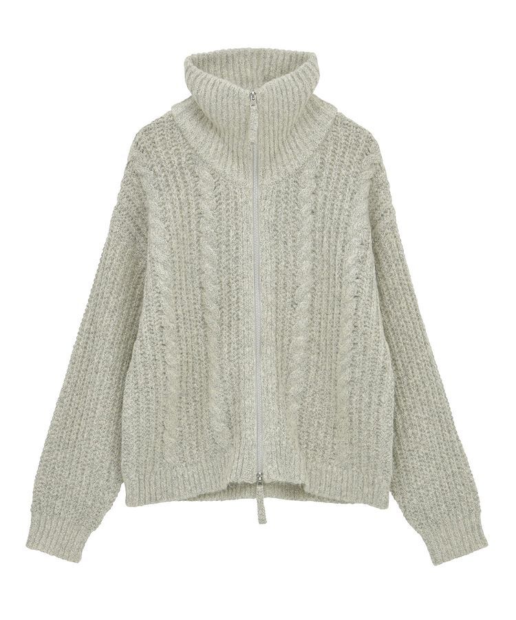Green Parks「衿付きケーブルzipカーディガン」|カーディガン|