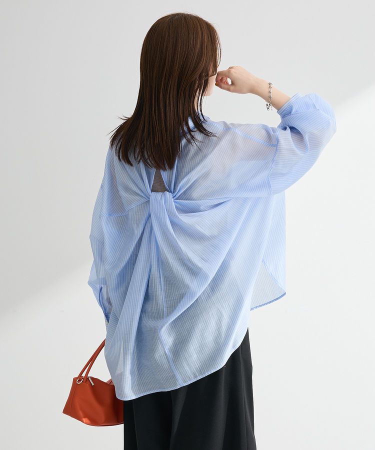 Green Parks「バックツイストシアーシャツ」|シャツ・ブラウス|Stripe