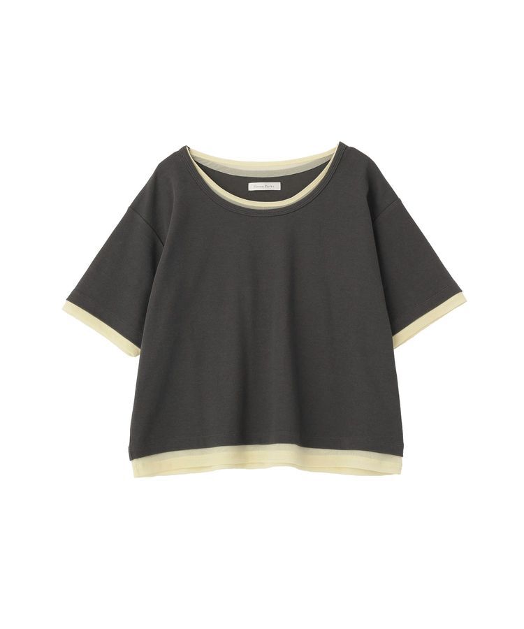 Green Parks「チュールレイヤードボックスプルオーバー」|Tシャツ・カットソー|Charcoal Gray