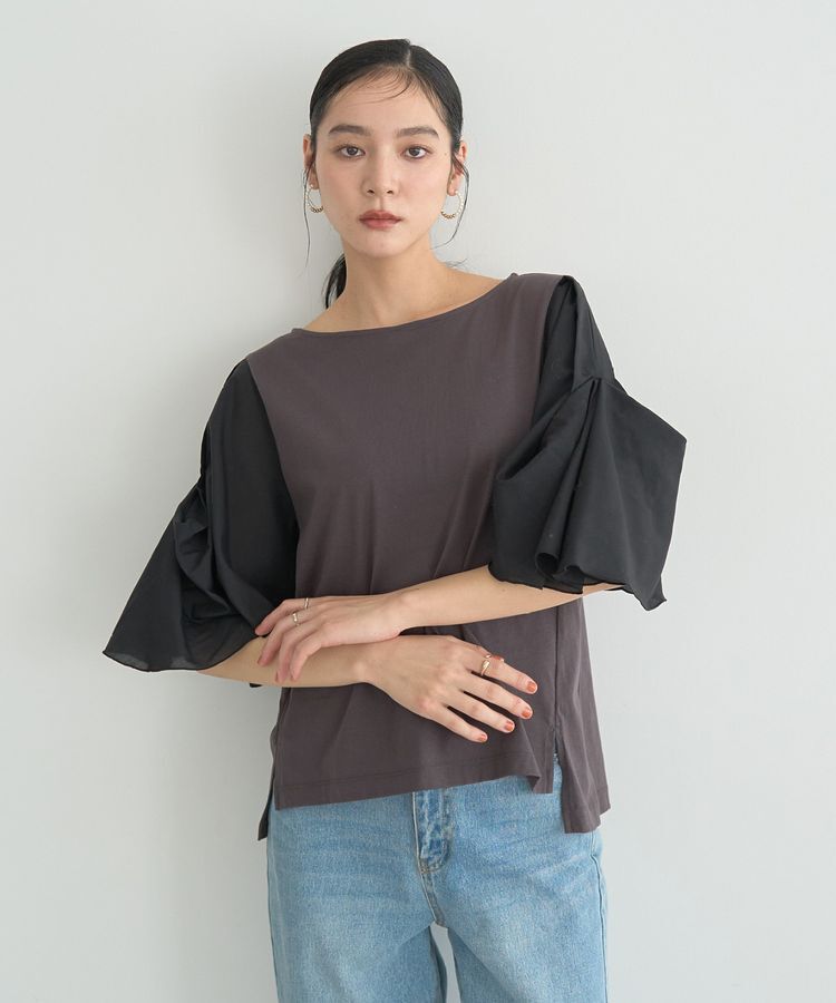 YECCA VECCA「シアースリーブカットソー」|Tシャツ・カットソー|Charcoal Gray