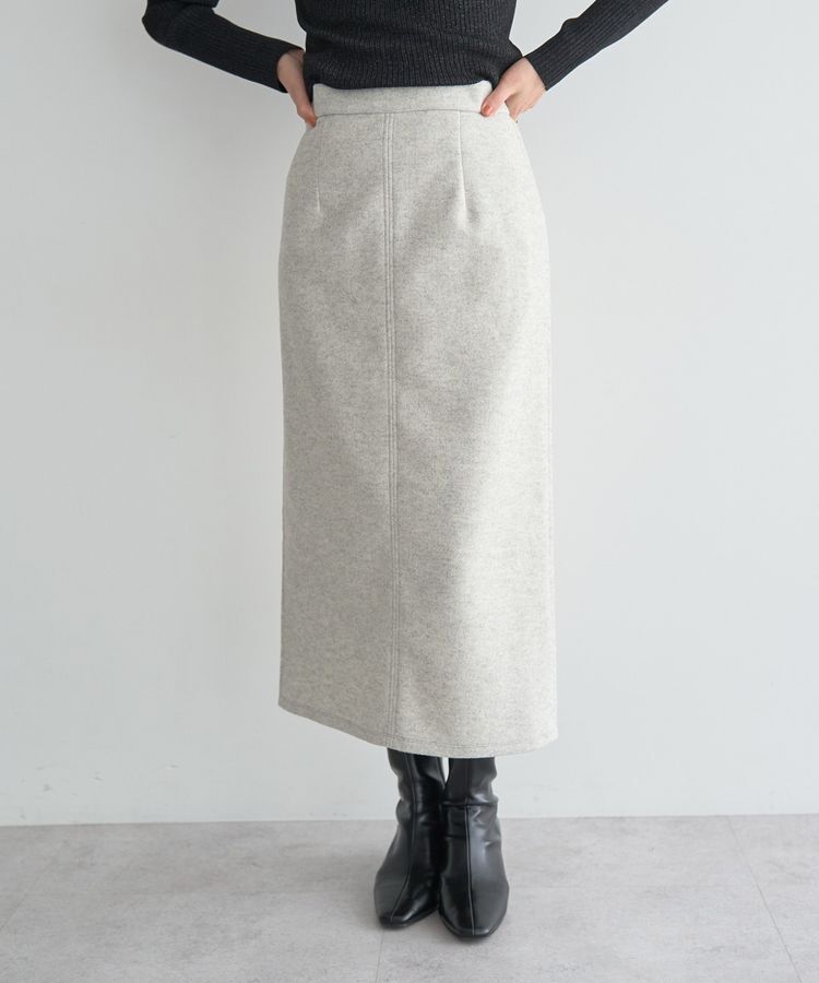 YECCA VECCA「メルトンナロースカート」|タイト|Gray