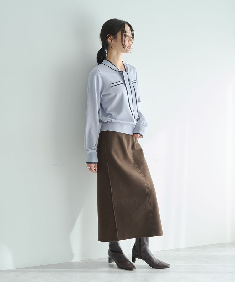 YECCA VECCA「メルトンナロースカート」|タイト|