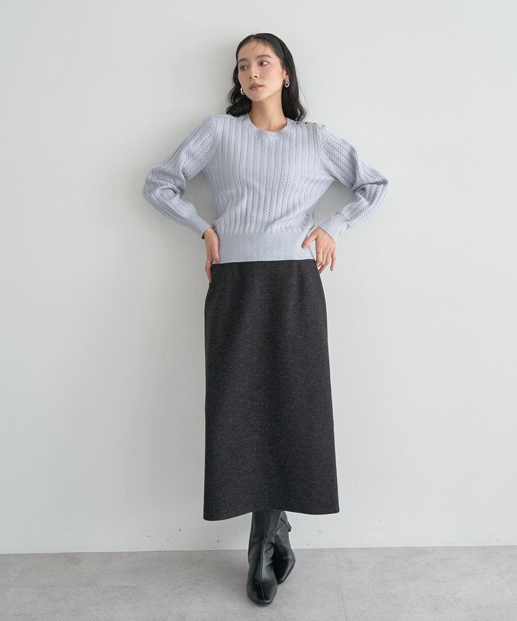 YECCA VECCA「メルトンナロースカート」|タイト|