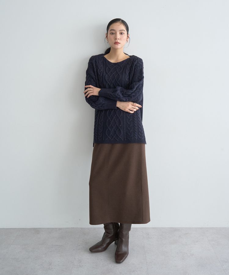 YECCA VECCA「メルトンナロースカート」|タイト|