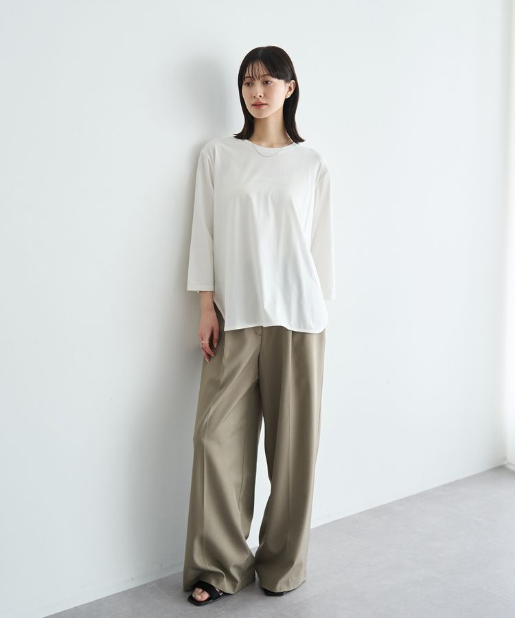 YECCA VECCA「ラウンドヘム7分袖ロゴTee」|Tシャツ・カットソー|