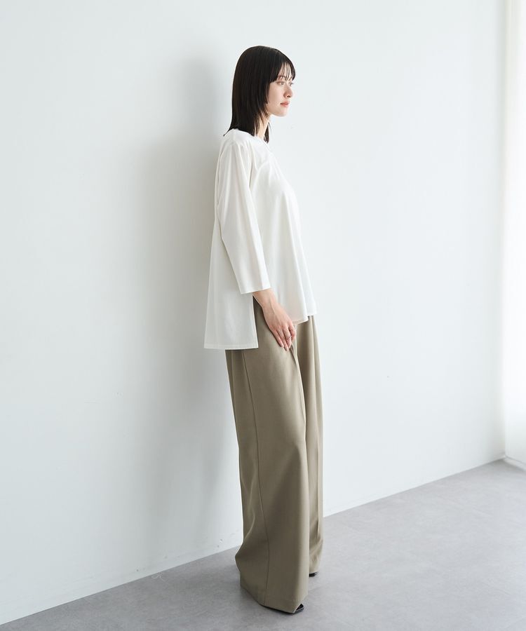 YECCA VECCA「ラウンドヘム7分袖ロゴTee」|Tシャツ・カットソー|