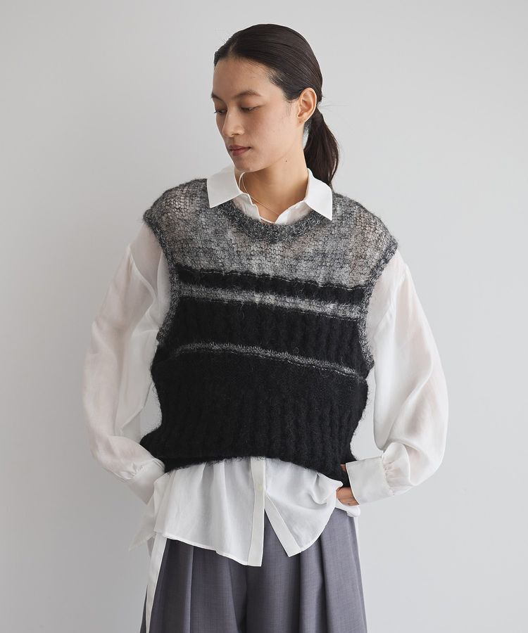 GARAGE OF GOOD CLOTHING「モヘア混ケーブル切り替えノースリーブプルオーバー」|ニット・セーター|