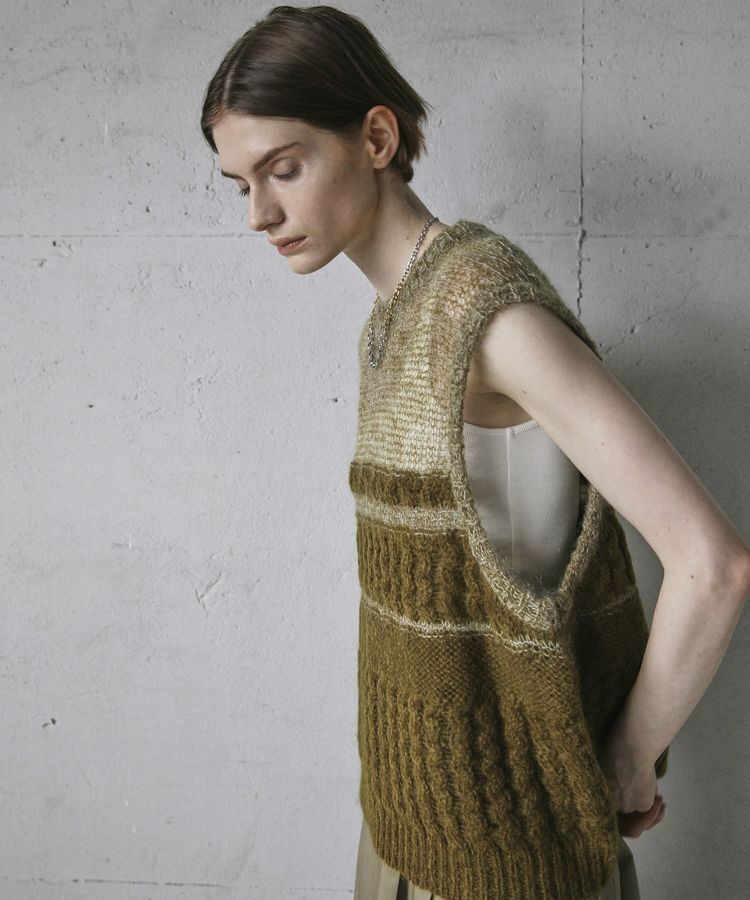 GARAGE OF GOOD CLOTHING「モヘア混ケーブル切り替えノースリーブプルオーバー」|ニット・セーター|