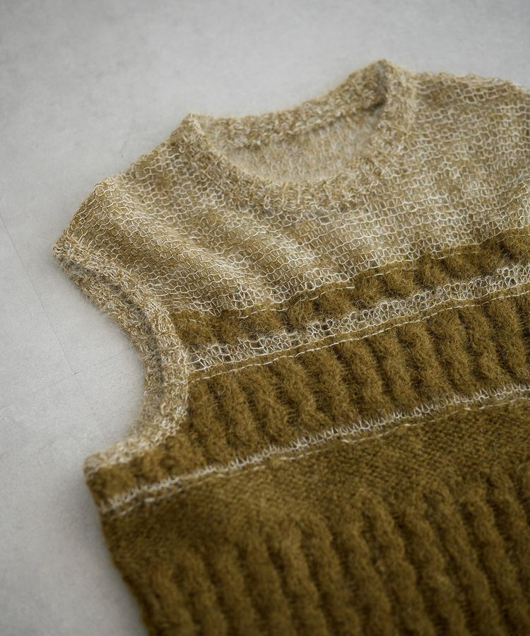 GARAGE OF GOOD CLOTHING「モヘア混ケーブル切り替えノースリーブプルオーバー」|ニット・セーター|