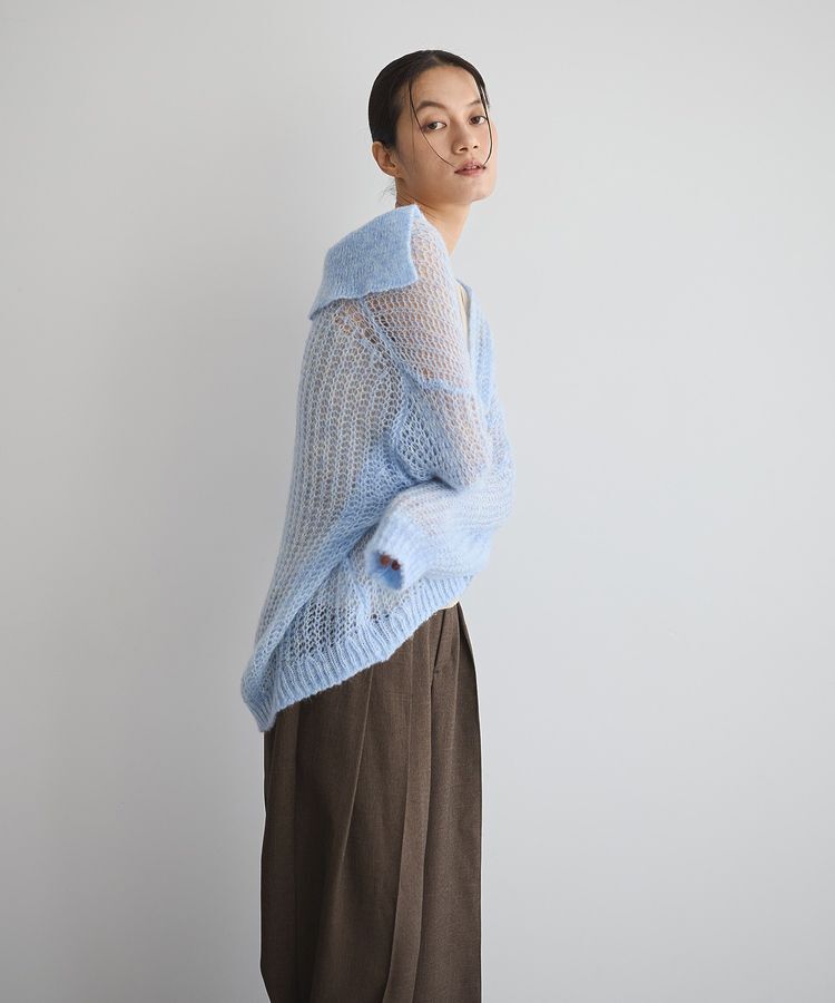 GARAGE OF GOOD CLOTHING「モヘア混襟付きニットシアープルオーバー」|ニット・セーター|