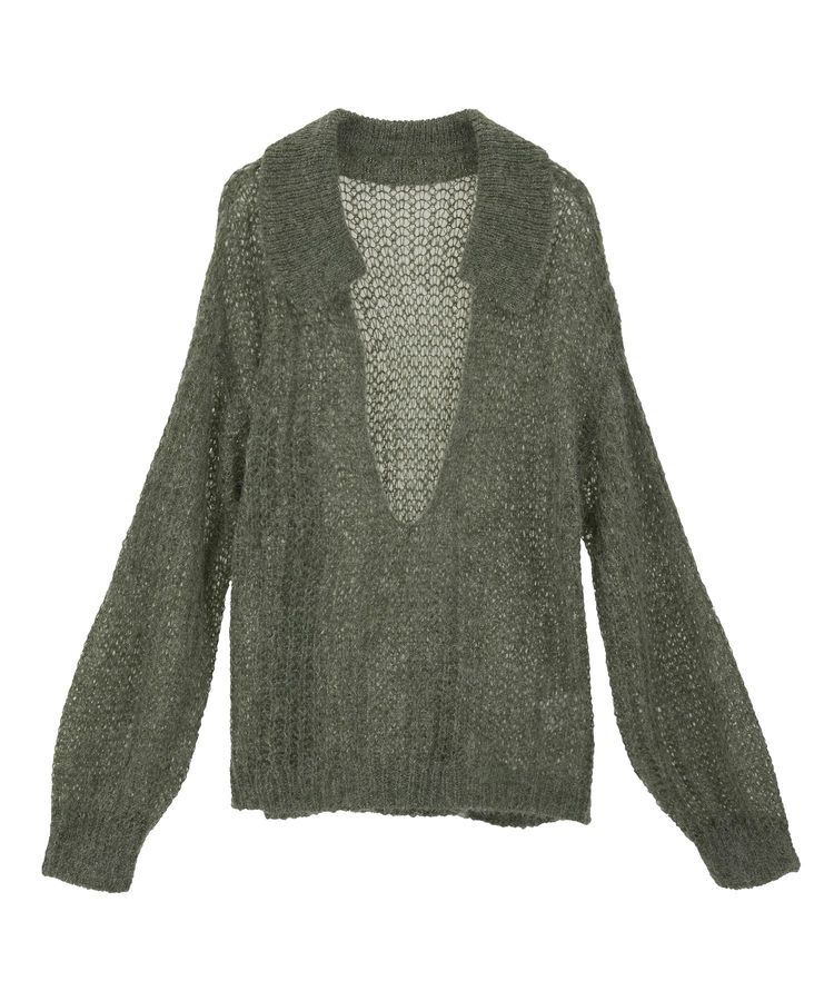 GARAGE OF GOOD CLOTHING「モヘア混襟付きニットシアープルオーバー」|ニット・セーター|