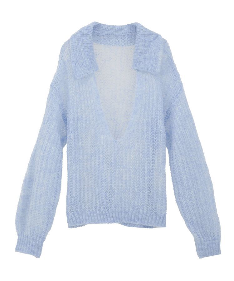 GARAGE OF GOOD CLOTHING「モヘア混襟付きニットシアープルオーバー」|ニット・セーター|