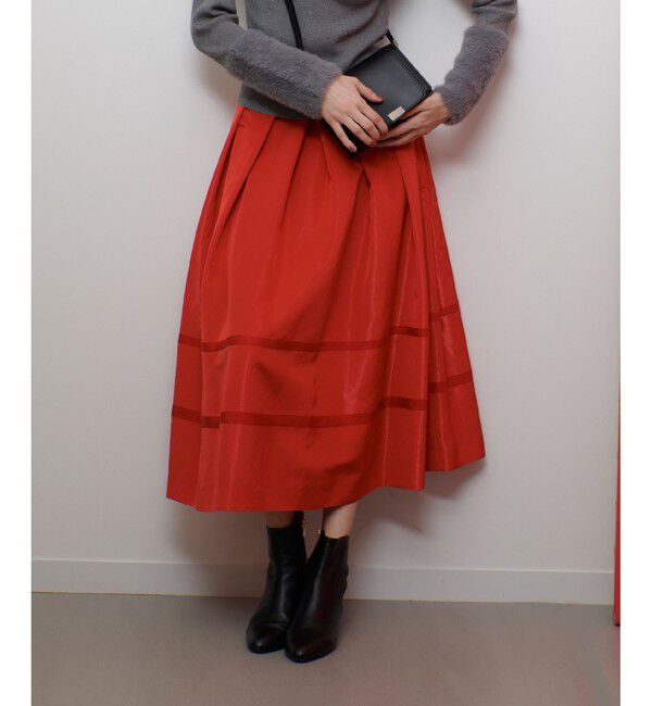 LOULOU WILLOUGHBY「【LOULOU WILLOUGHBY】リボントリミングタックスカート」|フレア|