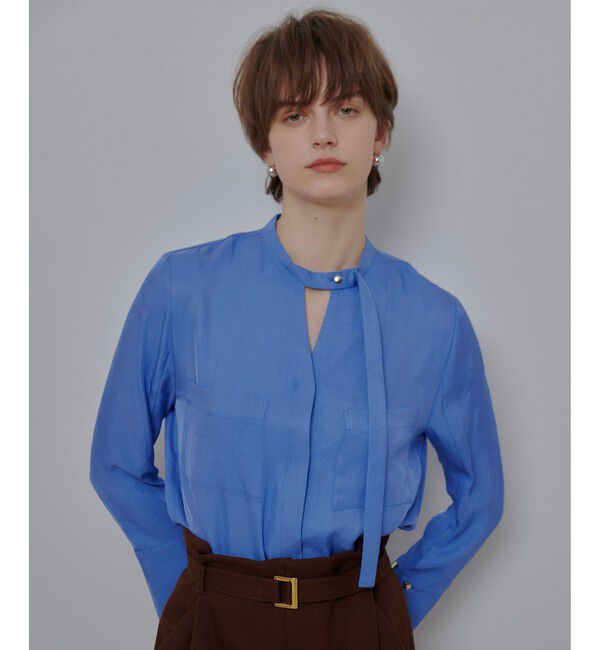 allureville「ブライトツイルアシメボウブラウス」|シャツ・ブラウス|ブルー