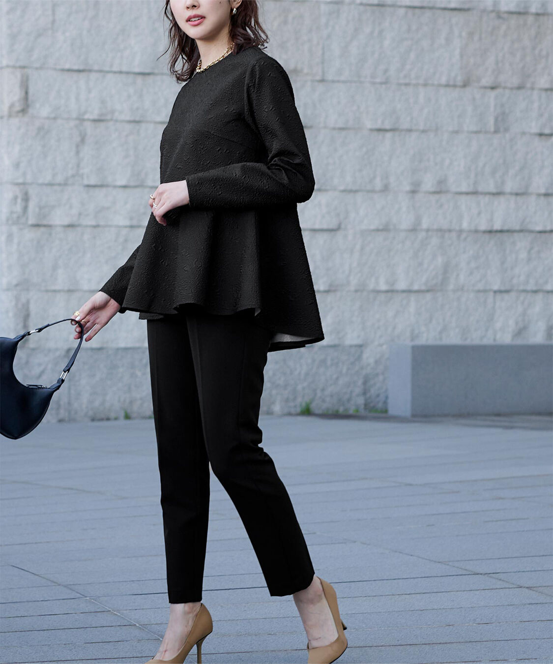 ur's「ふくれジャガードクルーネックペプラムプルオーバー」|プルオーバー|