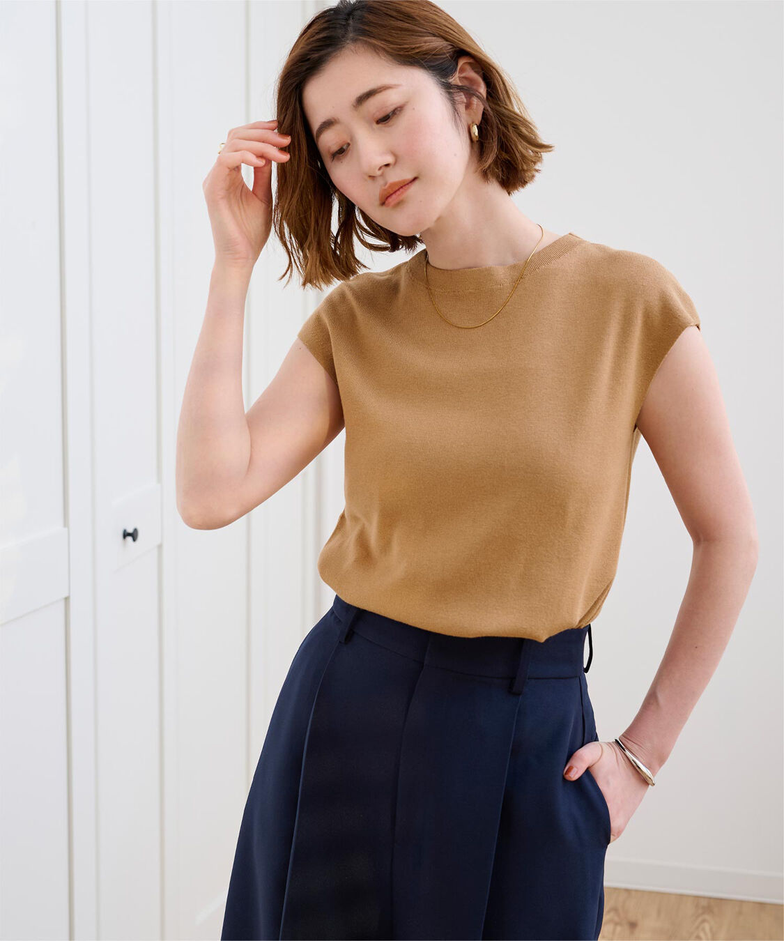 ur's「プチハイネックフレンチスリーブニット」|ニット・セーター|ベージュ