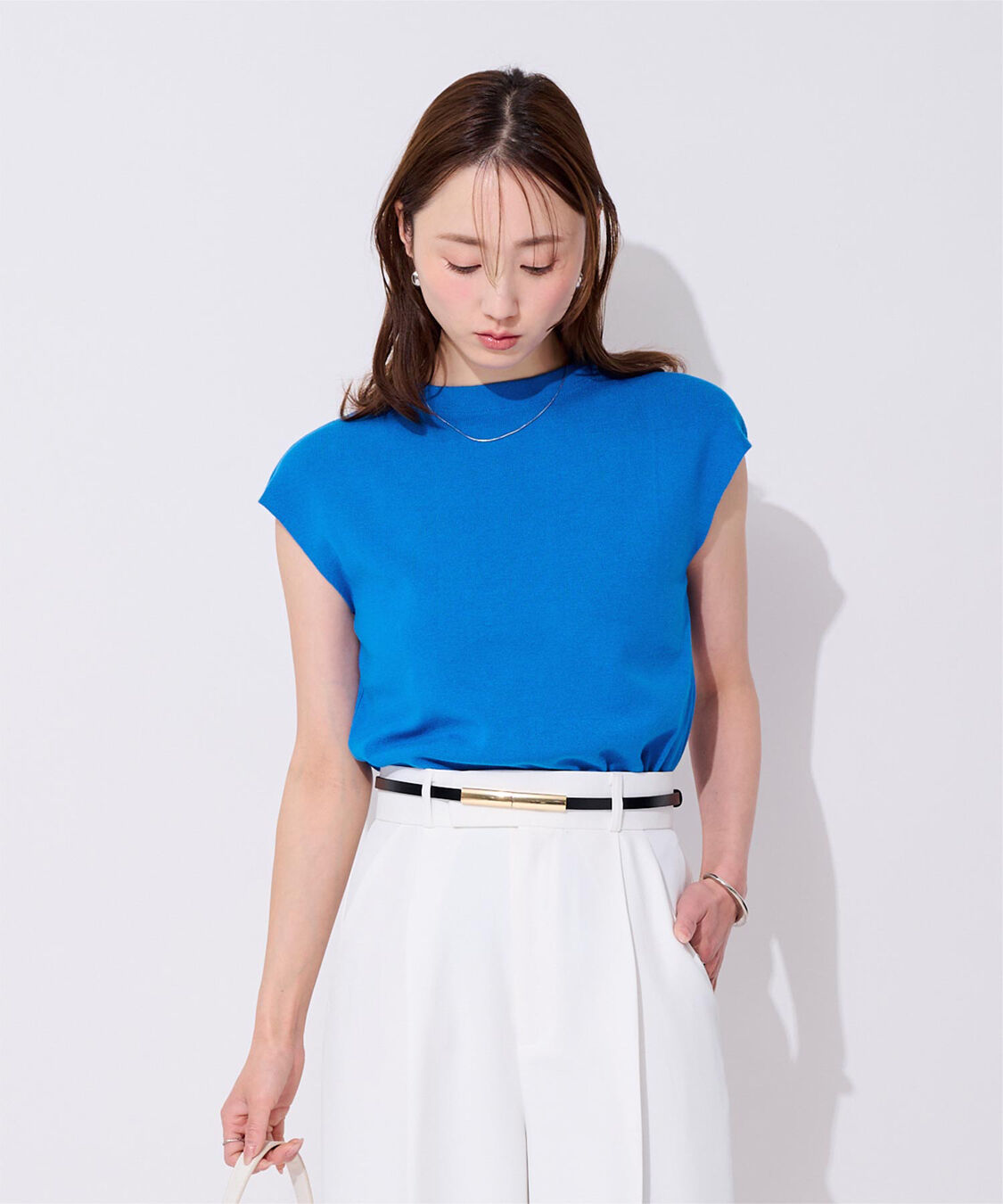 ur's「プチハイネックフレンチスリーブニット」|ニット・セーター|ブルー