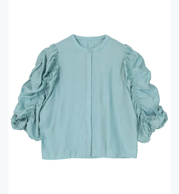 ur's「シャーリングデザインスリーブバンドカラーブラウス」|シャツ・ブラウス|