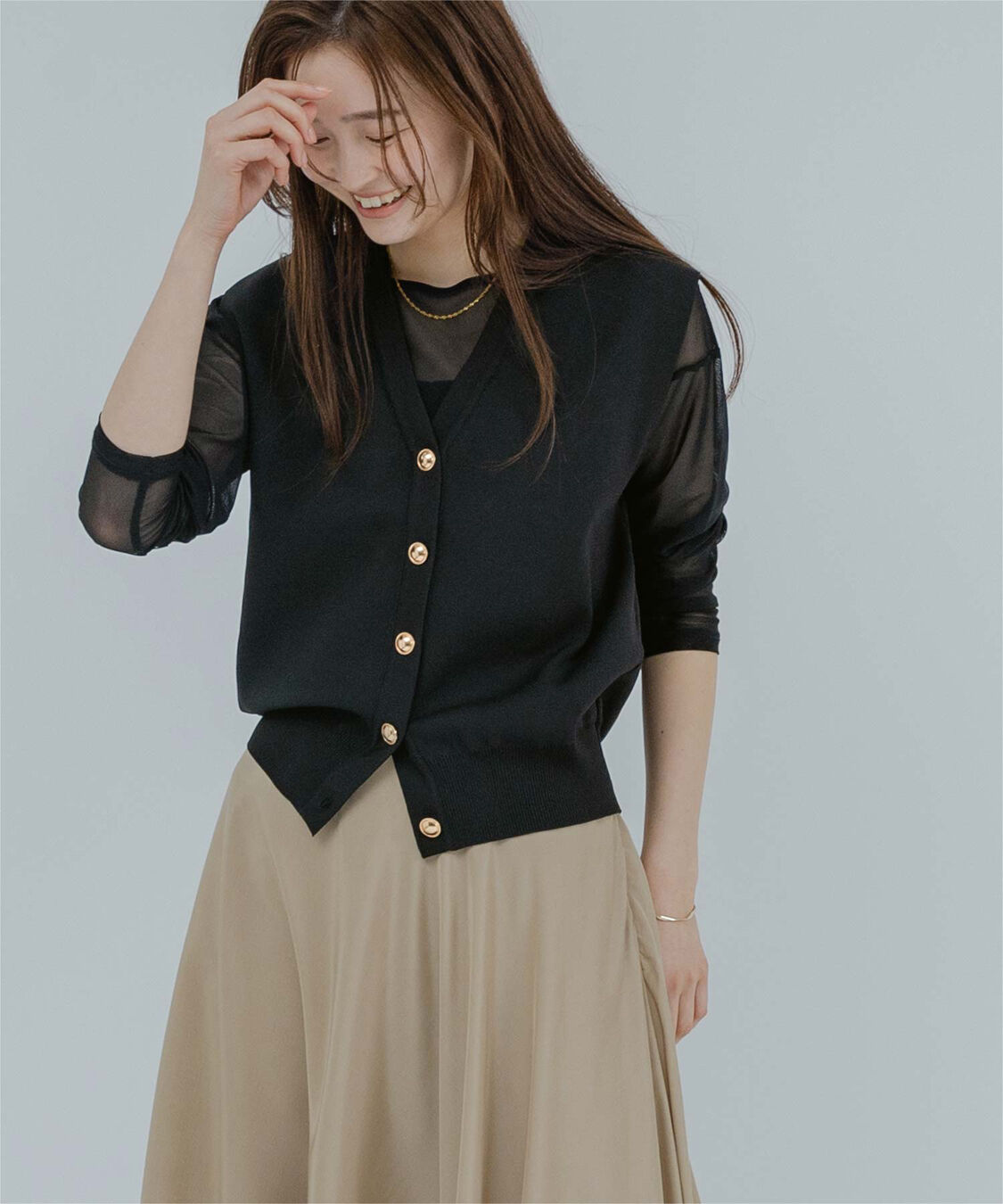 ur's「ゴールド釦コクーンニットベスト」|ニット・セーター|