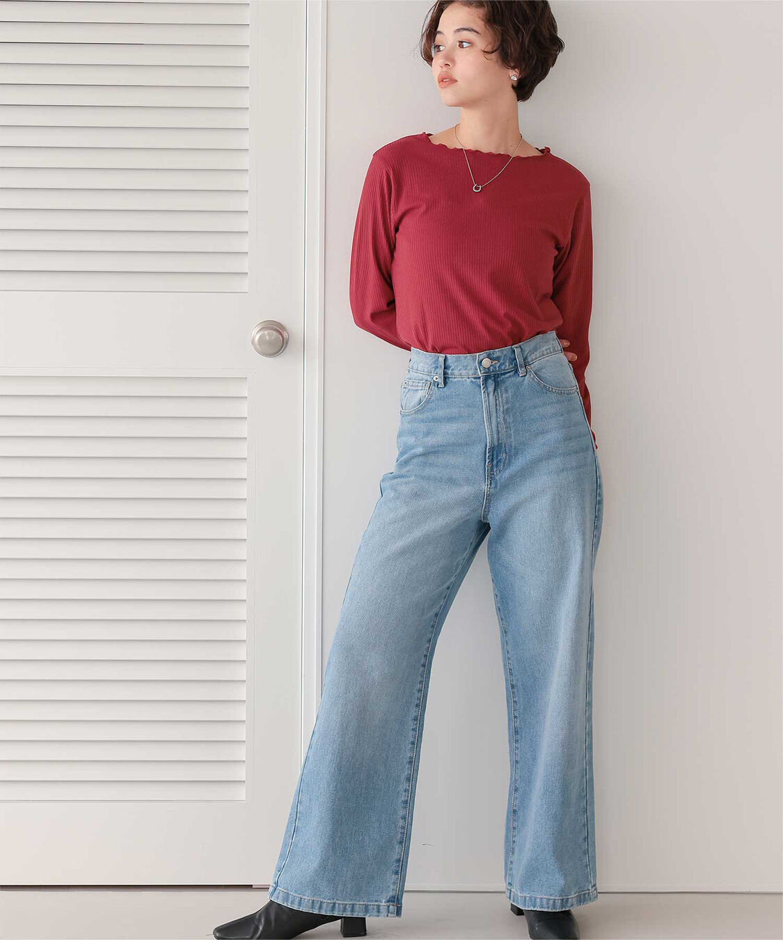 titivate「リブカットソーメローデザイントップス」|Tシャツ・カットソー|