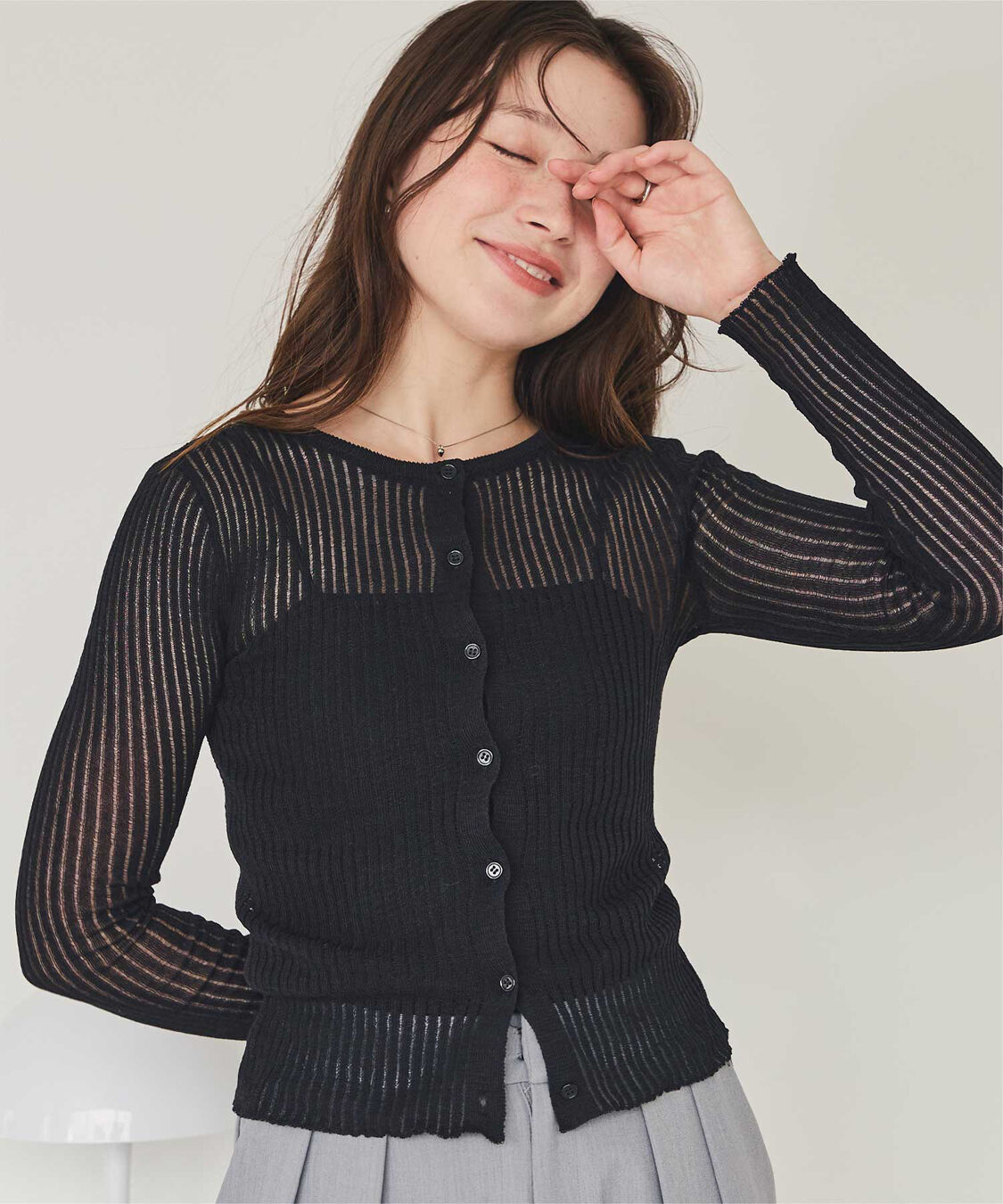 titivate「前後2wayウォッシャブルリブシアーニットカーディガン」|カーディガン|