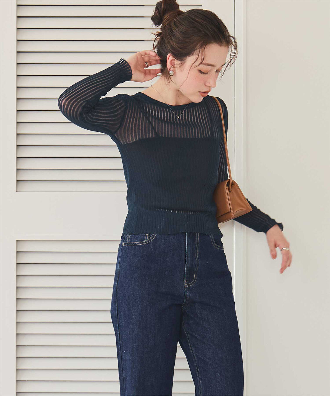 titivate「前後2wayウォッシャブルリブシアーニットカーディガン」|カーディガン|